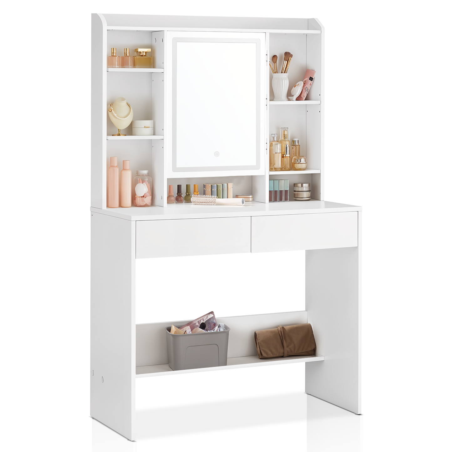 Witte Make-up tafel met Instelbare LED Verlichting